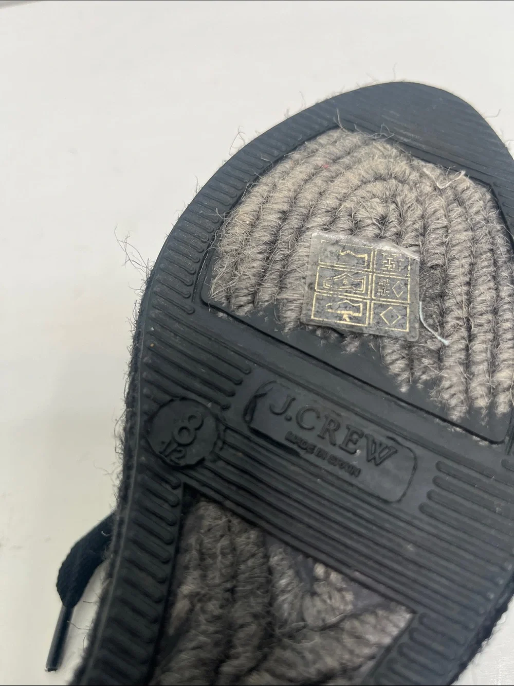 J Crew Lace Up Black Wedge Espadrille Sz 8.5